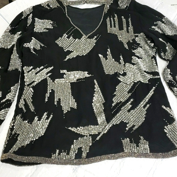 Vintage Oleg Cassini Sexy Sequin Top Stage S EUC - Picture 8 of 15